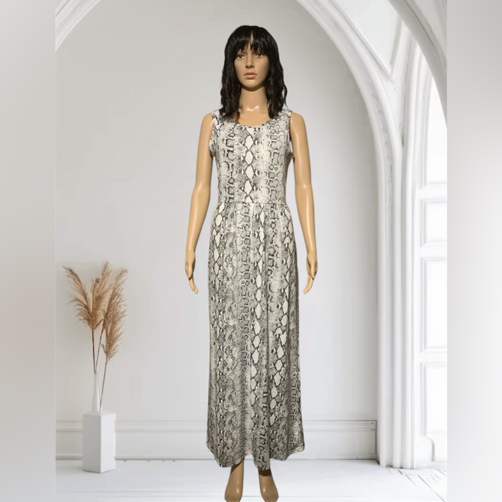 Elegant Snake Print Maxi Dress
